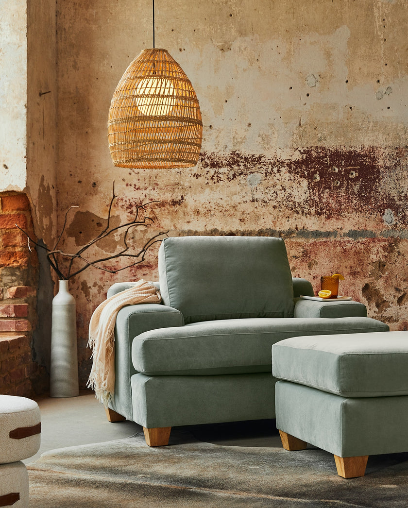 Room scene showcasing the Burke Ottoman