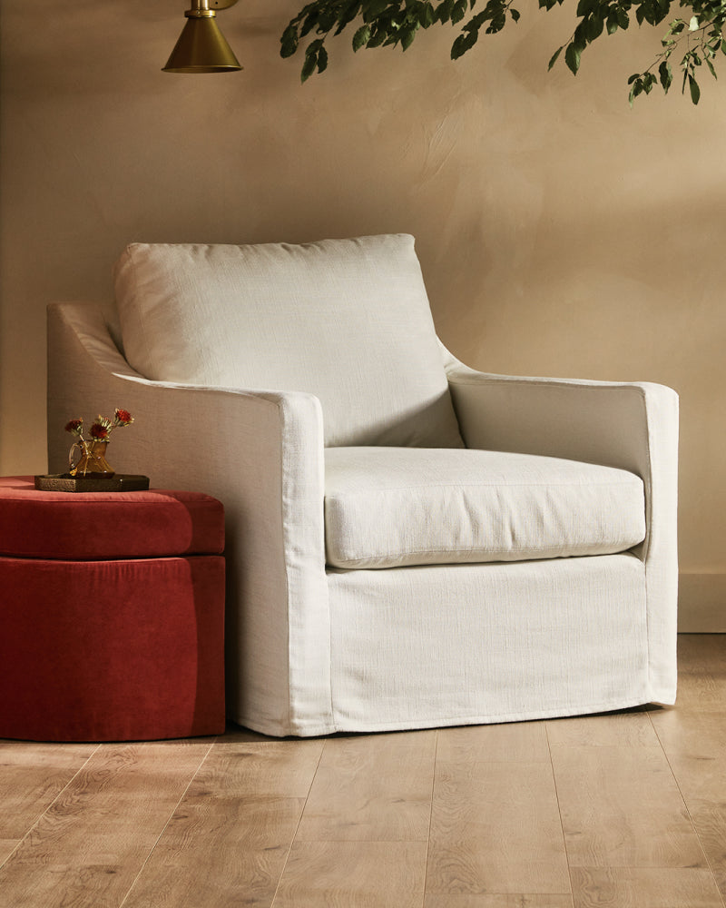 Room scene showcasing the Laney Slipcover Chair