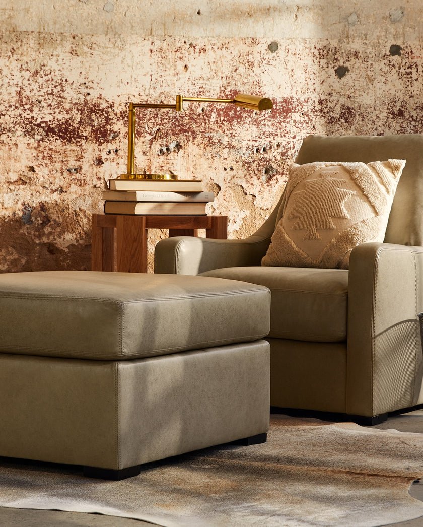 Room scene showcasing the Ruby Ottoman